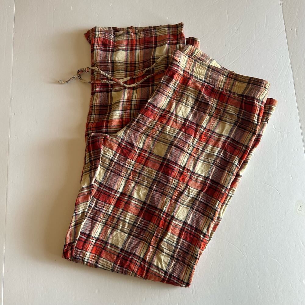 Lucky Brand Women's Red Plaid Drawstring Comfort Pajama Lounge Pants Medium